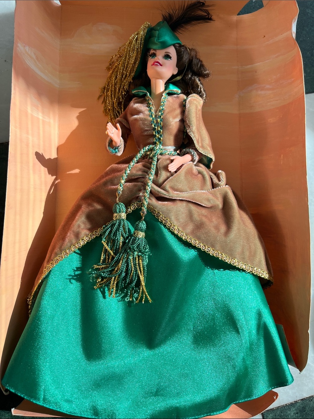 Vintage 1976 Mattel Green and Gold Victorian-Style Fashion Doll